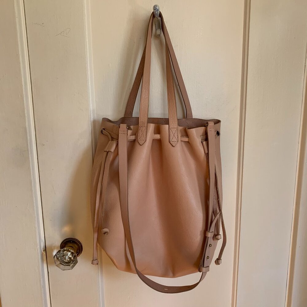 Madewell The Drawstring Transport Tote Blush Pink Leather‎ Handbag